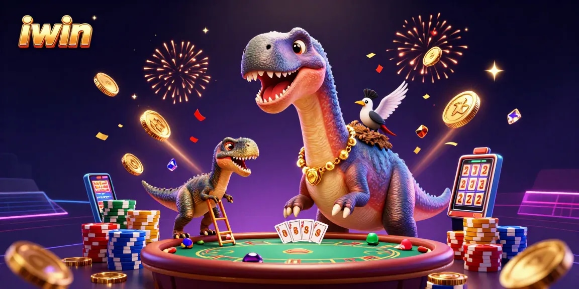 Join iwin in an exciting 3D casino scene with iconic characters and vibrant gaming elements.