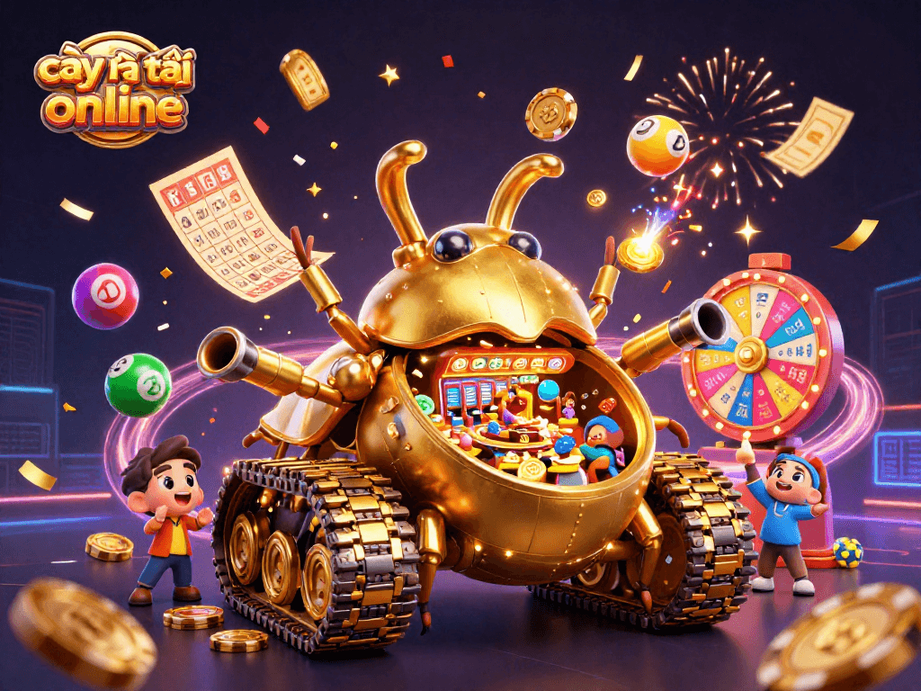 Engage in exciting gameplay with the vibrant scene of cây phát tài online showcasing colorful lottery elements and golden rewards.