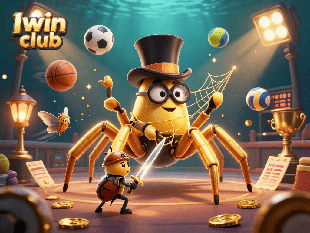 Iwin club offers exciting sports betting opportunities with a dynamic scene of animated characters.