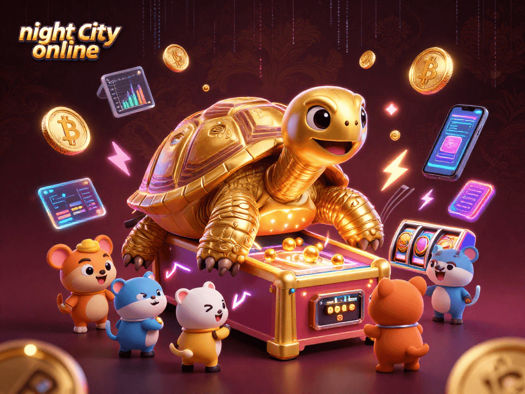 Spin to win in Night City Online with vibrant slot games and crypto elements!