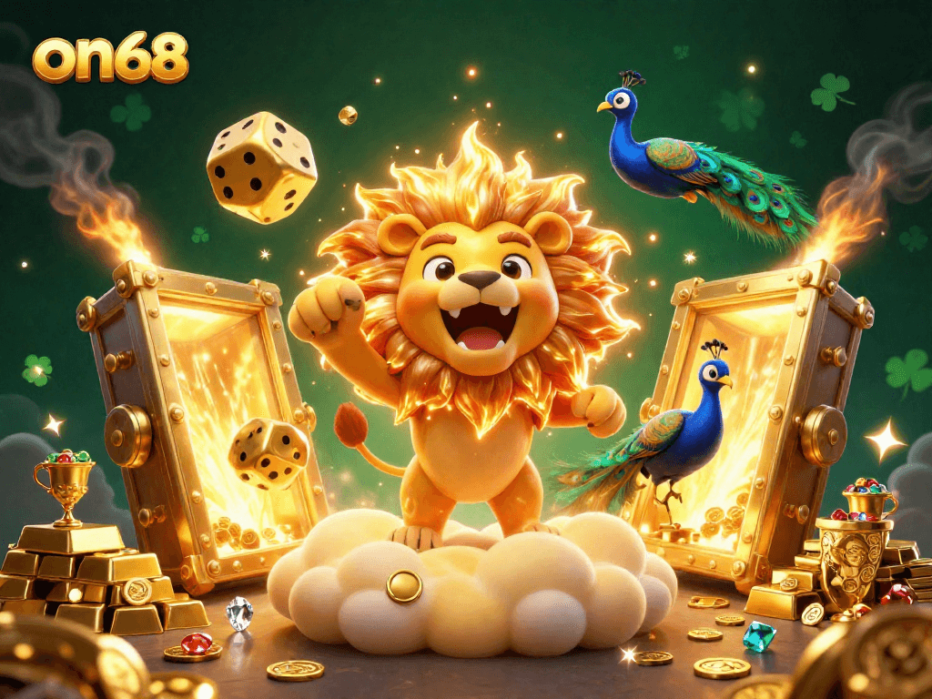 Experience thrilling wins at on68 with vibrant golden treasures and dynamic casino elements.