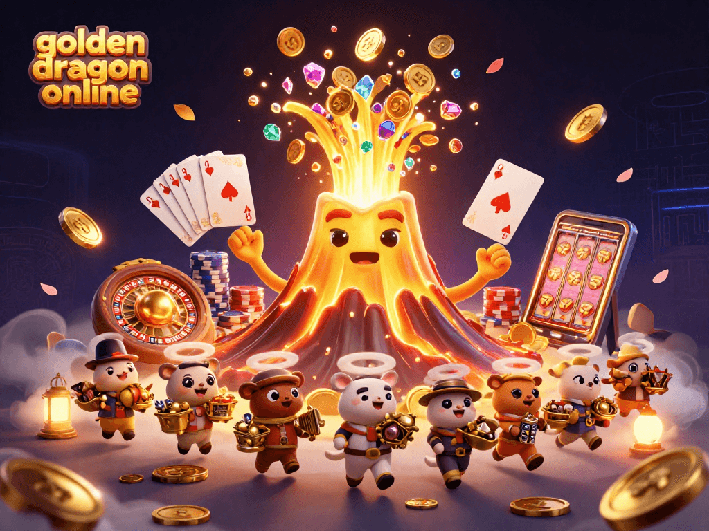Experience the thrill of golden dragon online with cascading coins and vibrant gaming elements.