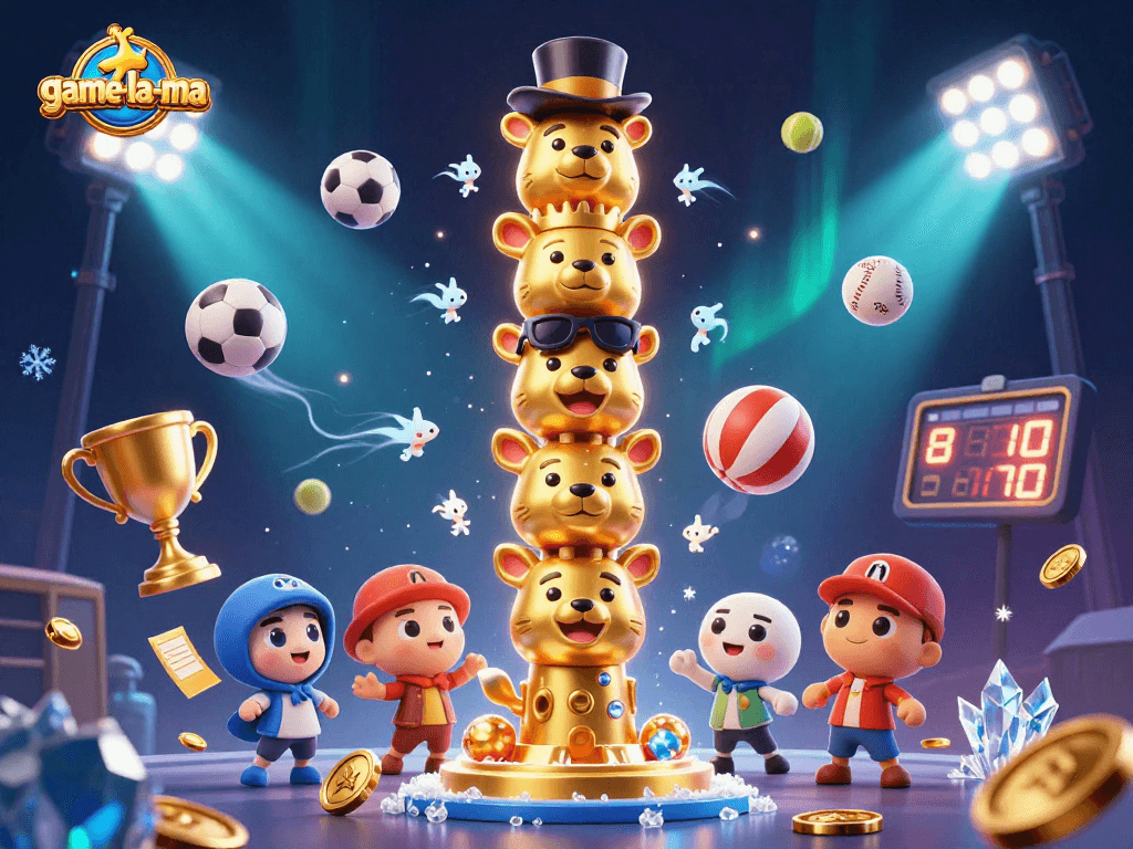 Experience thrilling gameplay with game-la-ma through dynamic sports elements amidst a vibrant casino scene