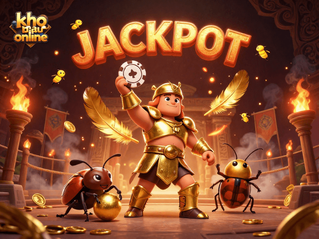 Experience thrilling wins in kho báu aztec online as the heroic beetle celebrates a jackpot victory!