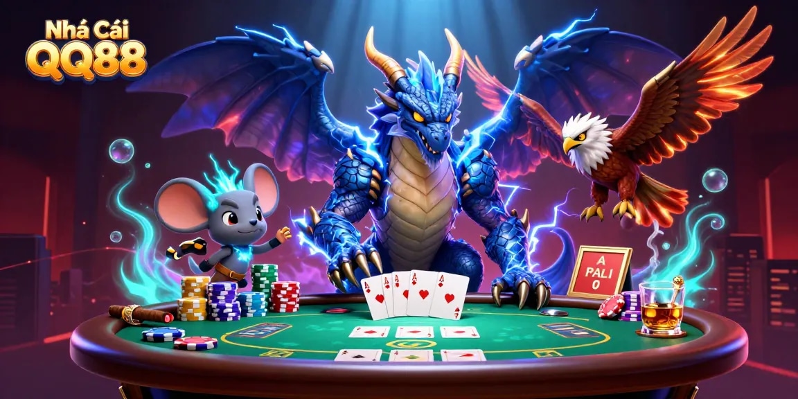 Experience thrilling action at Nhà Cái QQ88 with 3D dragon and poker elements igniting excitement.
