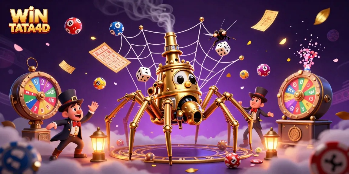 WIN TATA4D encourages play with vibrant lottery elements and a captivating steampunk scene.