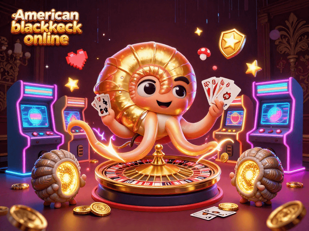 Play american blackjack online with vibrant cards and a giant nautilus roulette wheel in action.