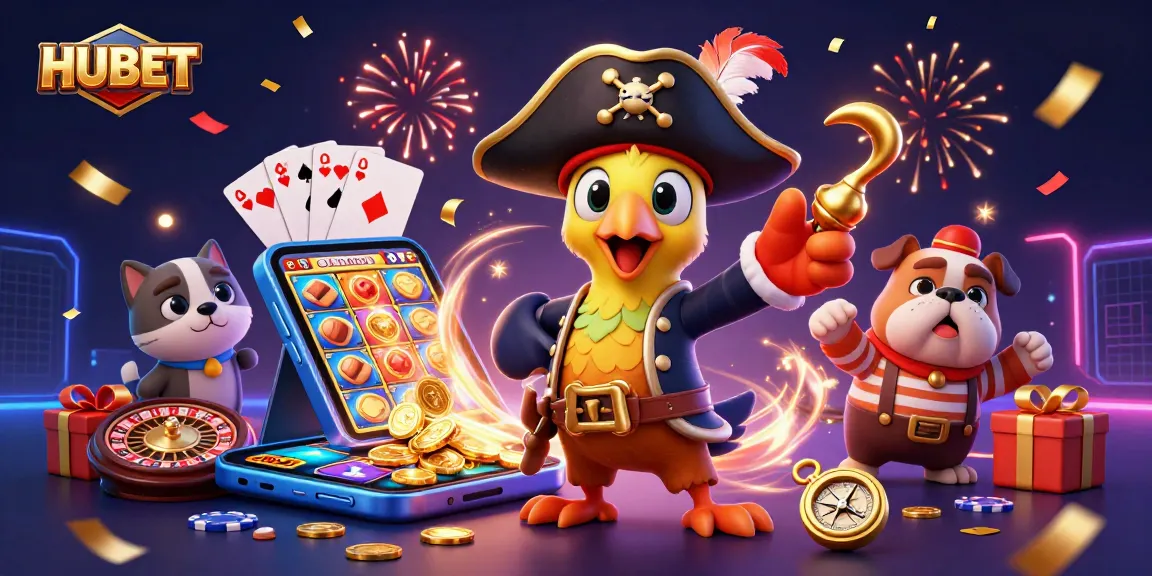 Experience thrilling gaming with HUBET's vibrant 3D casino scene full of excitement!