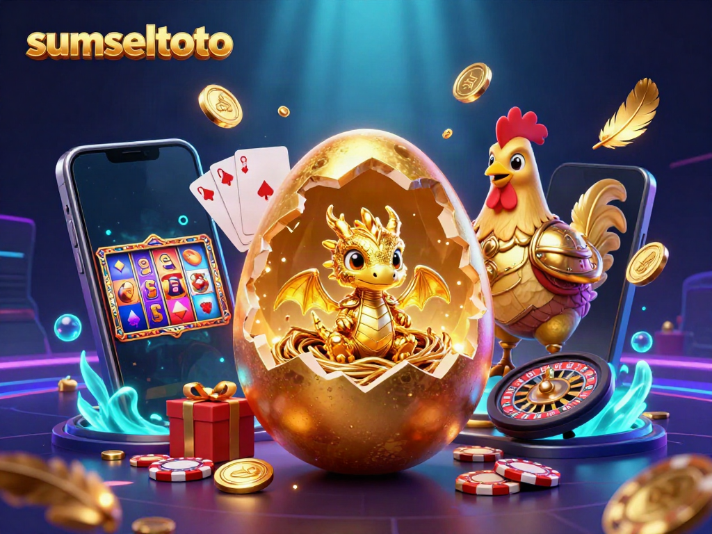 Experience the excitement of sumseltoto with a golden dragon guarding poker chips and dynamic gaming elements.