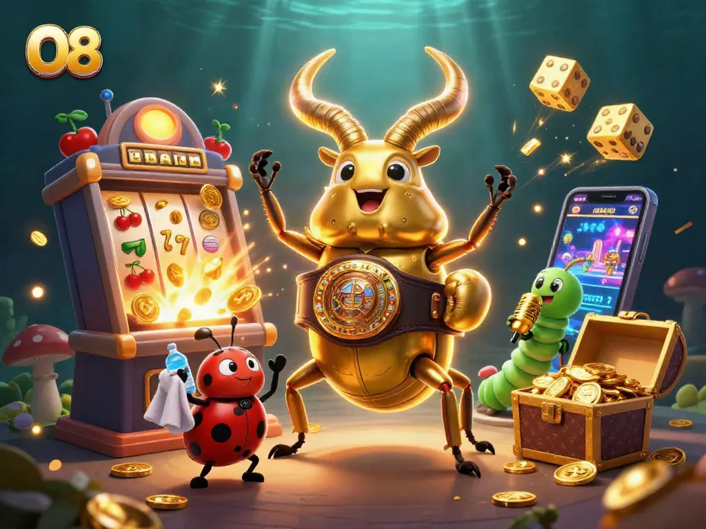 Experience the thrill of O8 casino games with engaging characters and vibrant jackpot visuals.