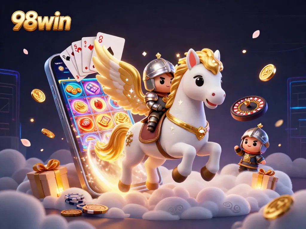 Experience 98win's dynamic gaming scene with immersive slot actions and vibrant elements.