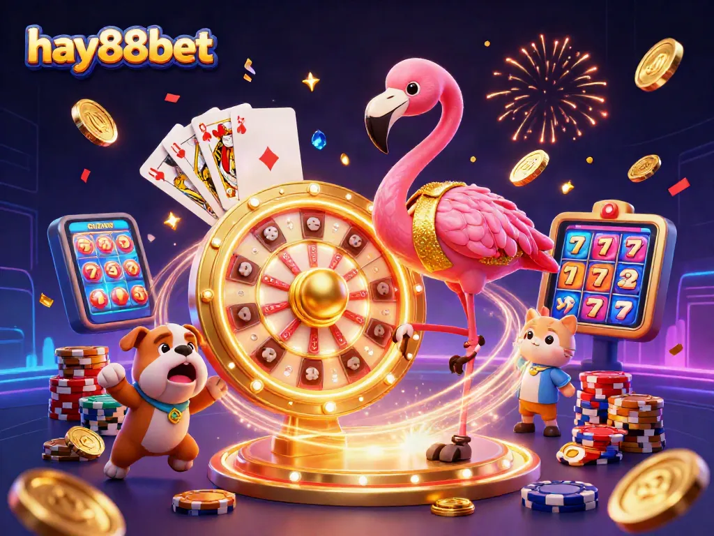 Experience the excitement of hay88bet with 3D characters celebrating big wins and gaming thrills.