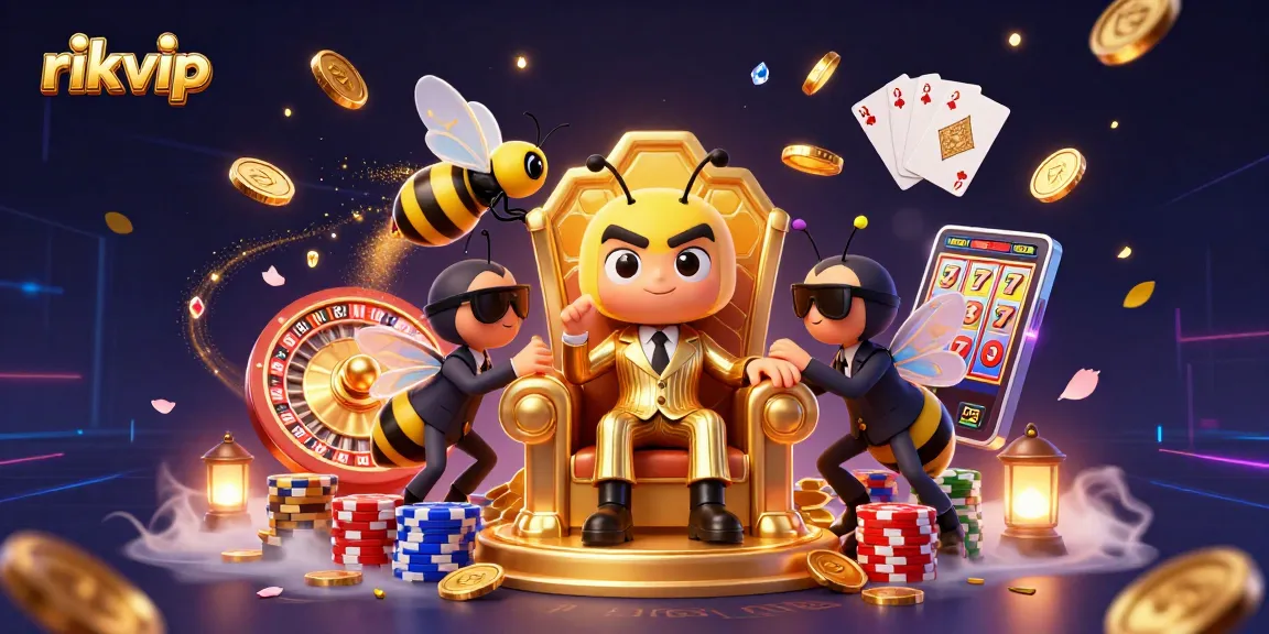 Engage in thrilling gameplay at rikvip with 3D digital bumblebee casino scene featuring dynamic slots and rich animations.
