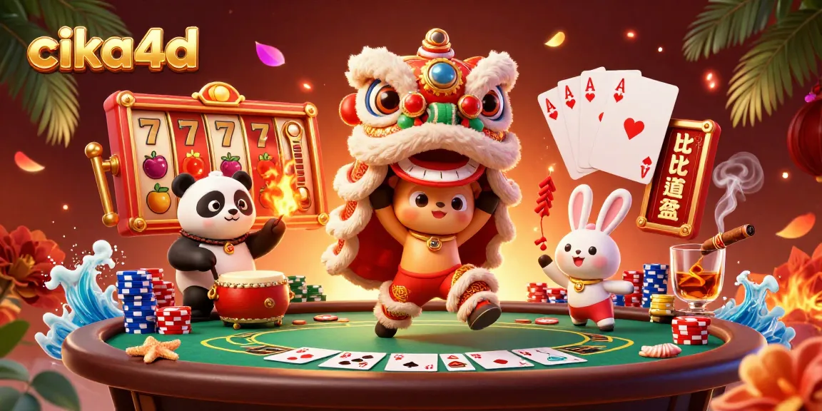cika4d captures the excitement of online gaming with vibrant characters and a rich casino scene