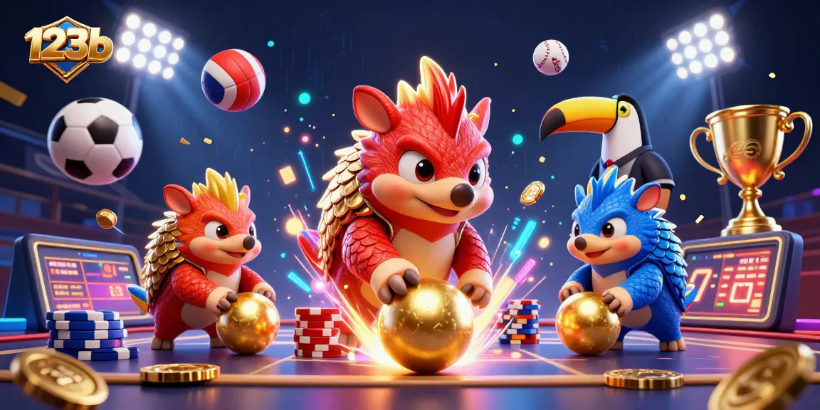 123b captures rival pangolins in an intense casino bowling showdown, amidst vibrant gaming icons.