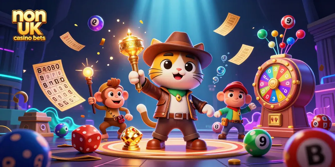 Discover exciting non UK casino bets with vibrant gaming elements in a rich 3D scene.