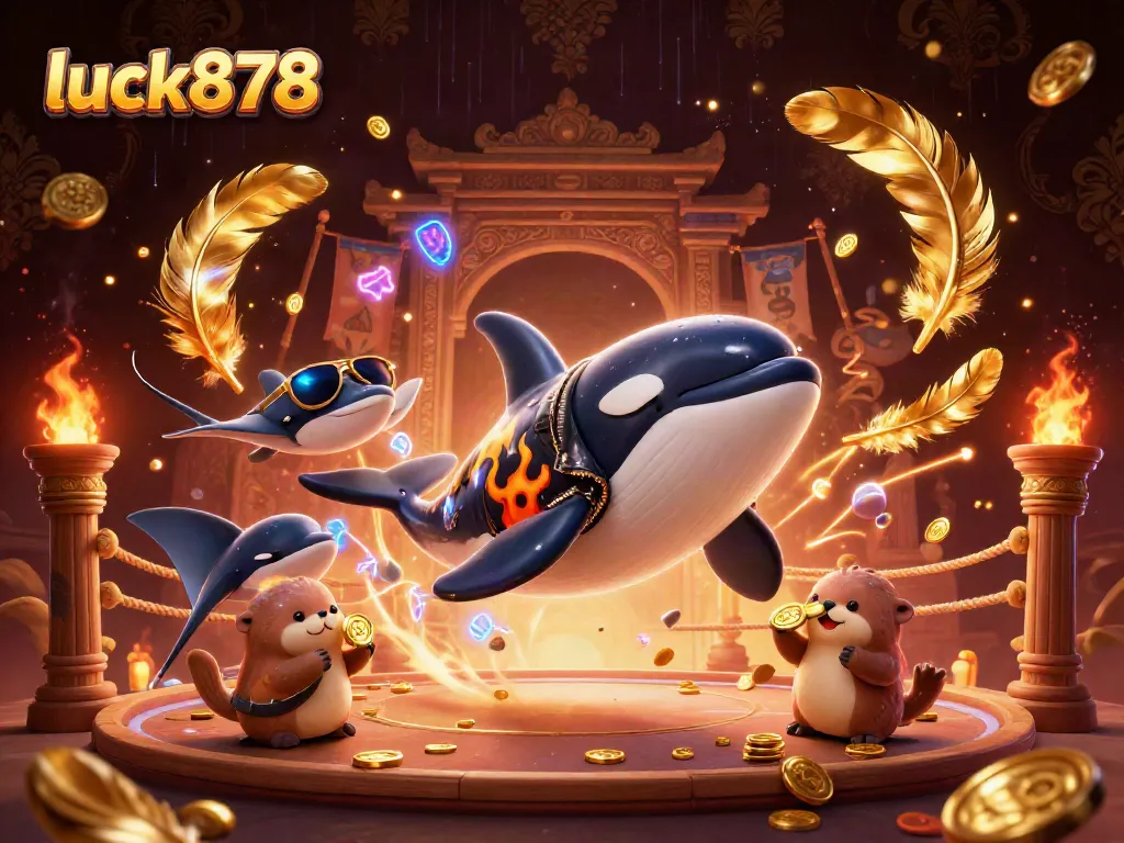 Experience thrilling wins at luck878 with a dynamic sea creature casino scene featuring orca and otters.