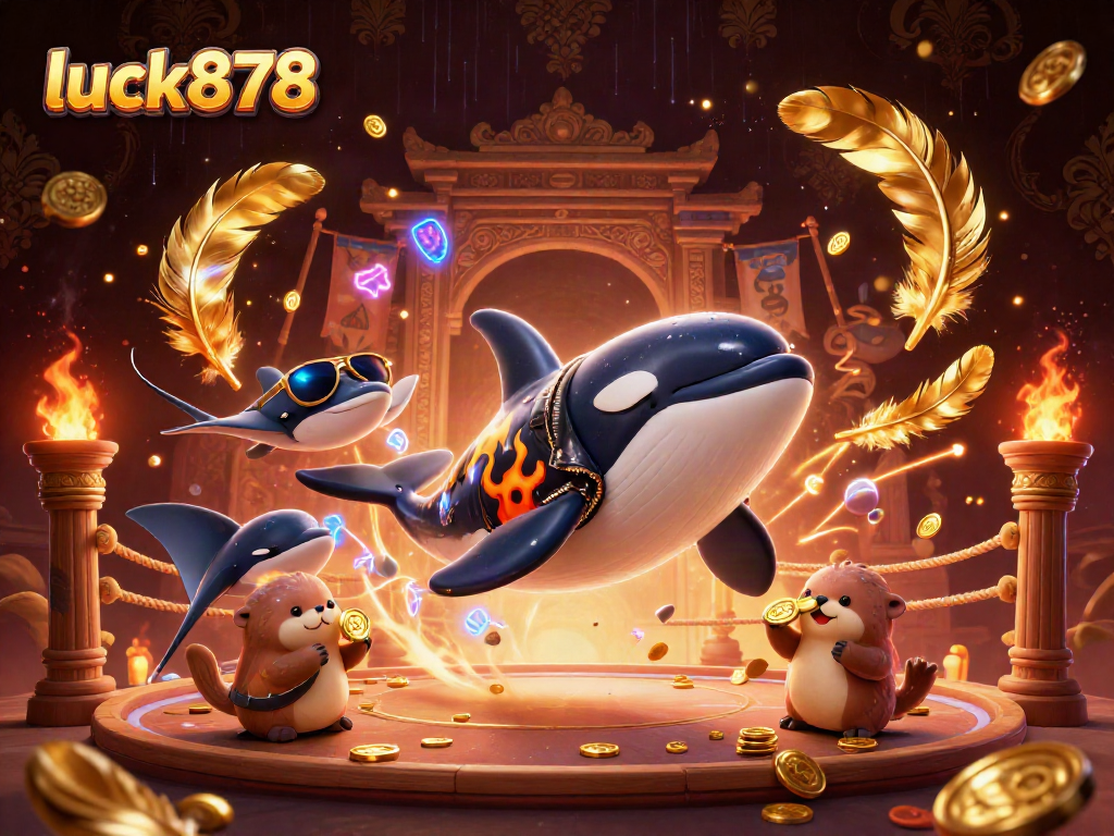 Experience thrilling wins at luck878 with a dynamic sea creature casino scene featuring orca and otters.