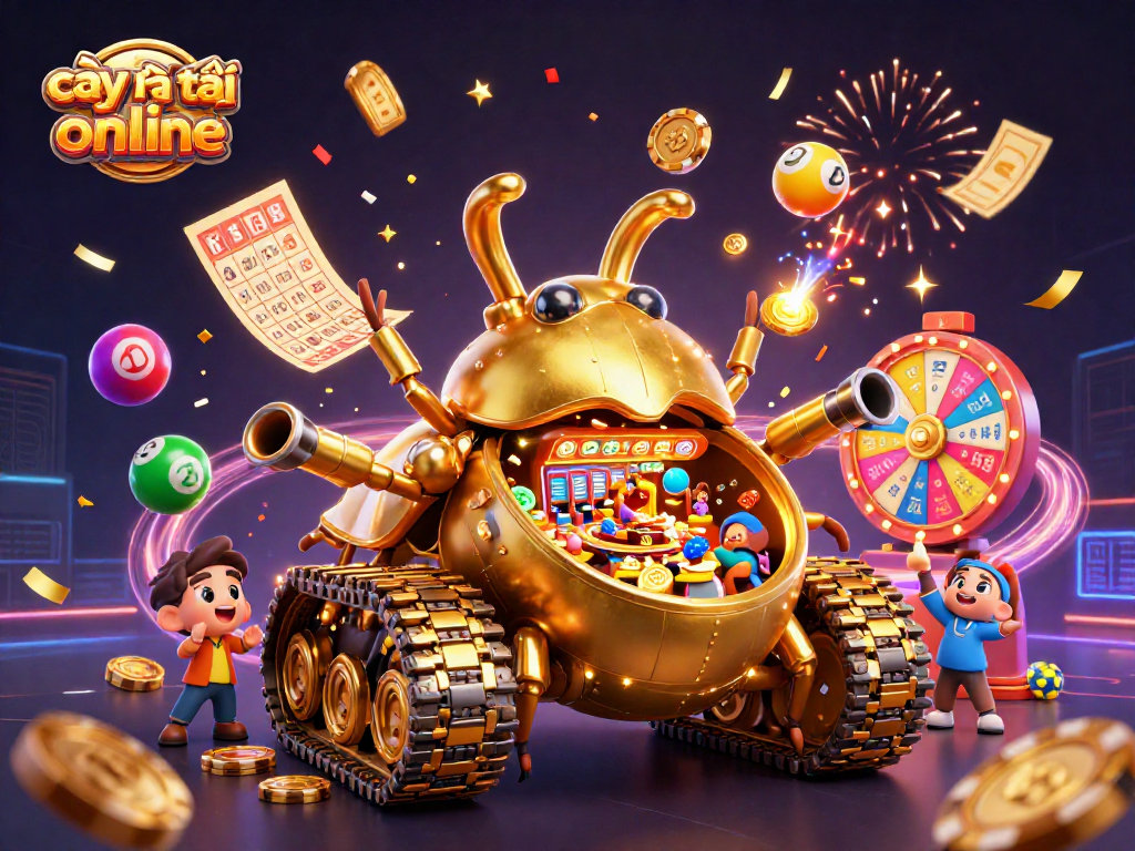Engage in exciting gameplay with the vibrant scene of cây phát tài online showcasing colorful lottery elements and golden rewards.