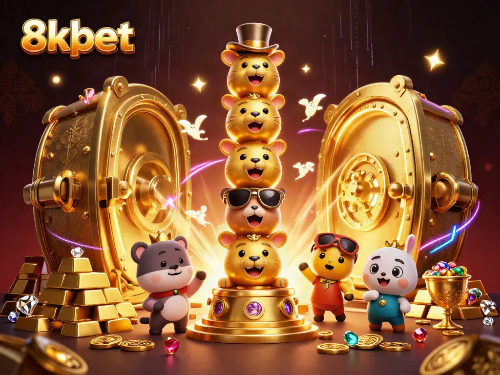 Experience the excitement of 8xbet with vibrant 3D casino illustrations featuring enchanting totem elements.