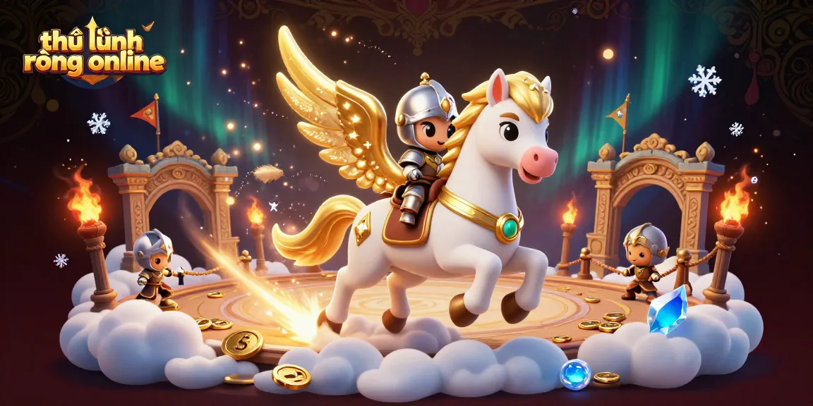 Engage in epic battles with thủ lĩnh rồng online as a knight rides a celestial horse, surrounded by swirling casino elements.