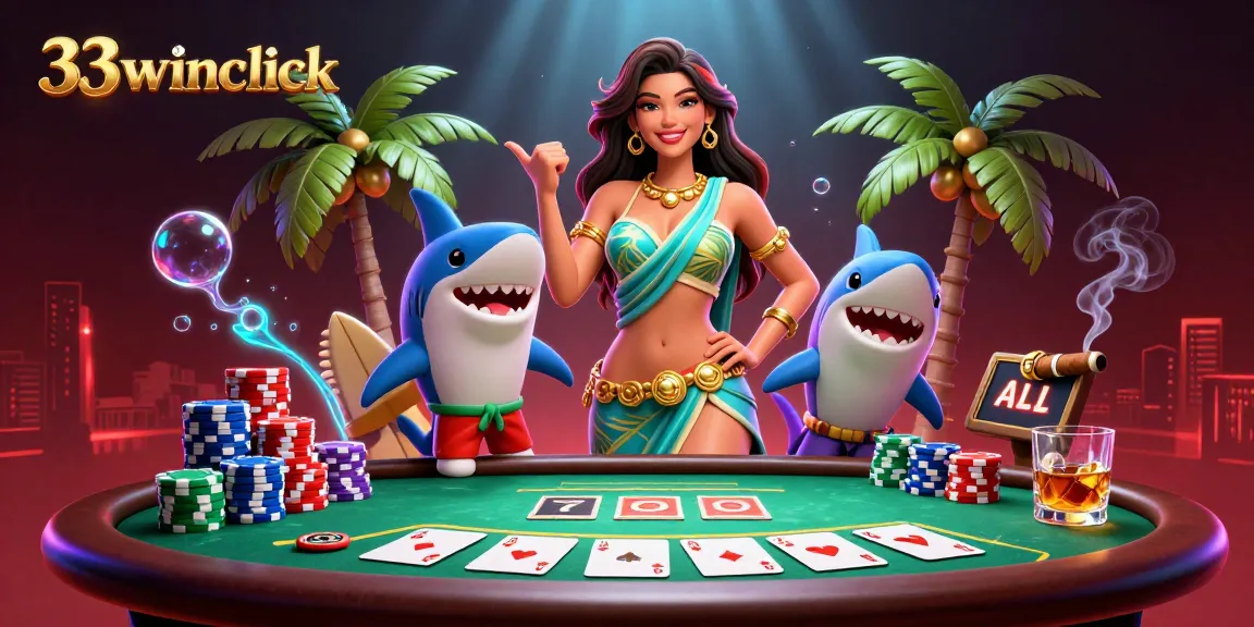 Engage with 33winclick’s vibrant casino atmosphere featuring thrilling poker action and a lively beach vibe.