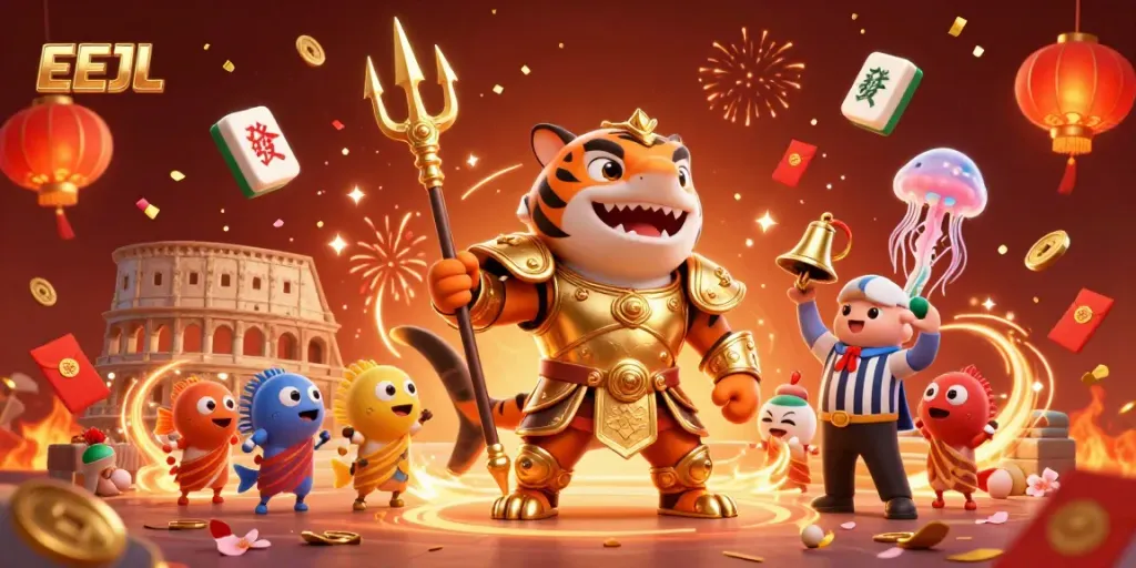 Engage in thrilling gaming with EEJL as a tiger shark champions live casino action in an underwater arena.