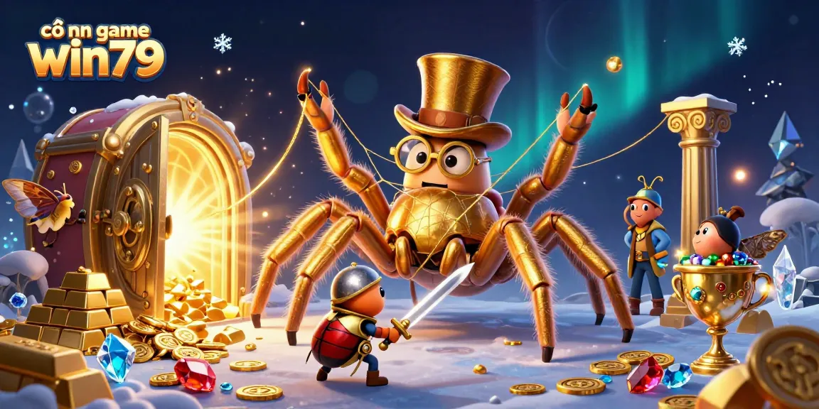 Experience the vibrant world of cổng game win79 featuring fantasy characters amidst gold and jewels.