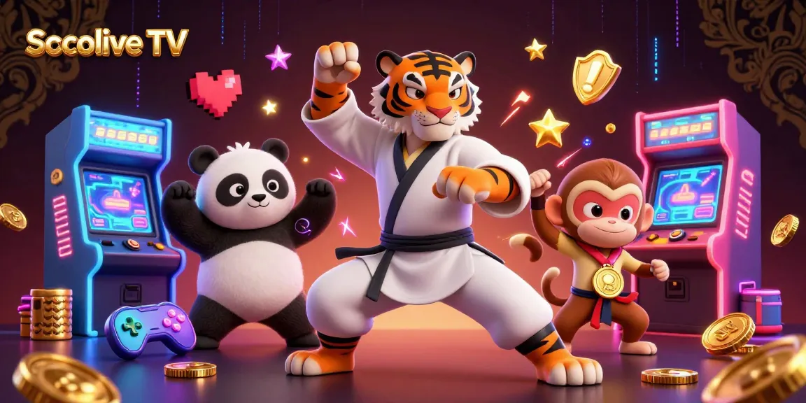 Socolive TV showcases a vibrant 3D scene with a kung fu tiger master amidst casino-themed elements