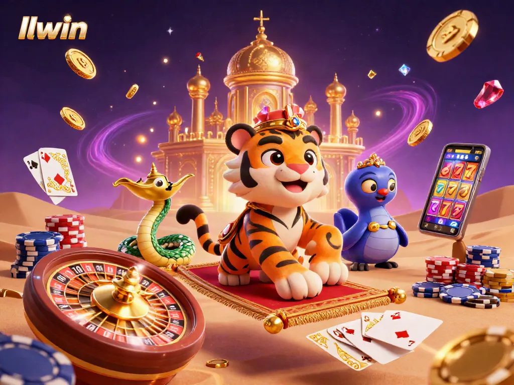 Experience thrilling gameplay at llwin with a vibrant 3D casino scene featuring a tiger sultan and engaging game elements.
