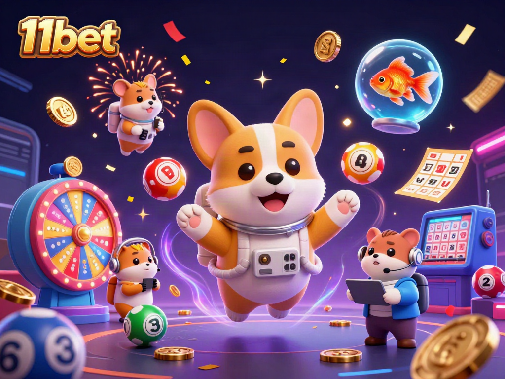 Engage in thrilling gameplay with 11bet in a vibrant space casino scene full of bonus activities.