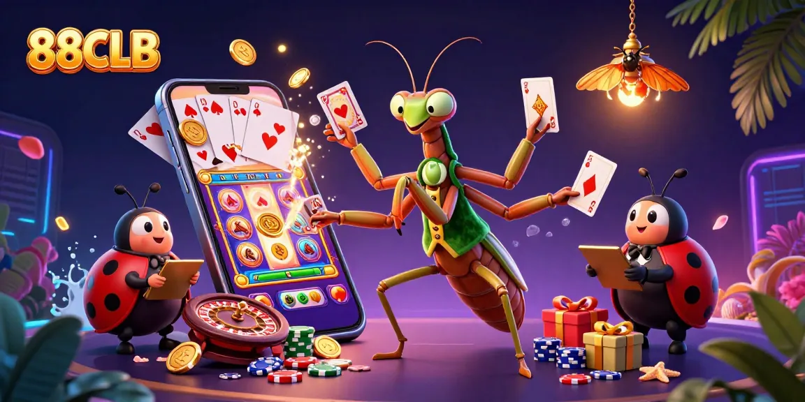 Join 88CLB players in a vibrant casino illustration featuring dynamic gaming action.