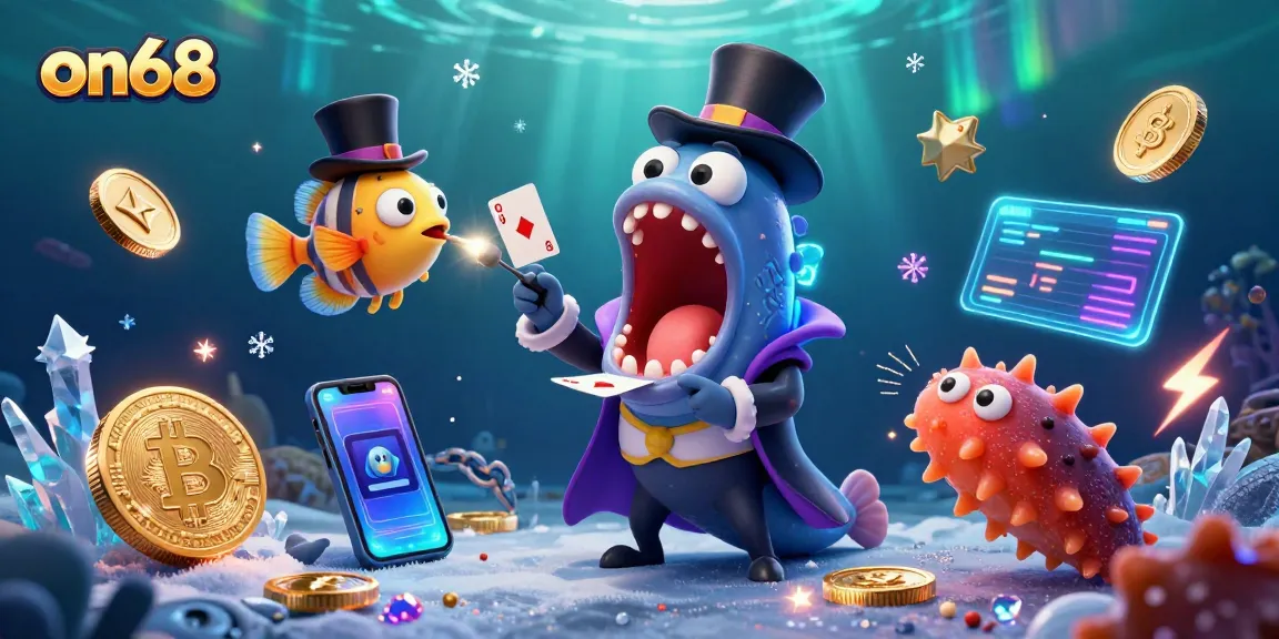 Experience thrilling games at on68 where a deep-sea eel performs stunning tricks among vibrant cryptocurrencies.