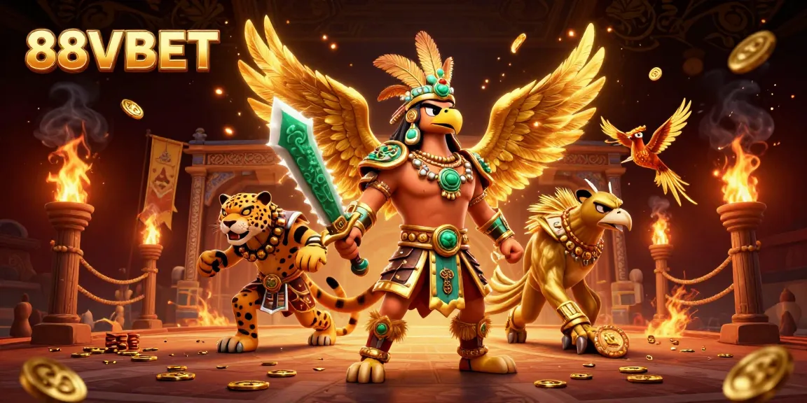 Engage in the thrilling world of 88VBET with vibrant warriors and golden tokens.