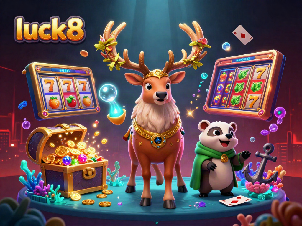 Embark on thrilling gaming adventures with luck8, featuring vibrant slot elements and mystical characters.