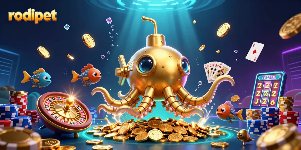 Experience thrilling wins with rodipet as golden coins cascade in this captivating casino scene.