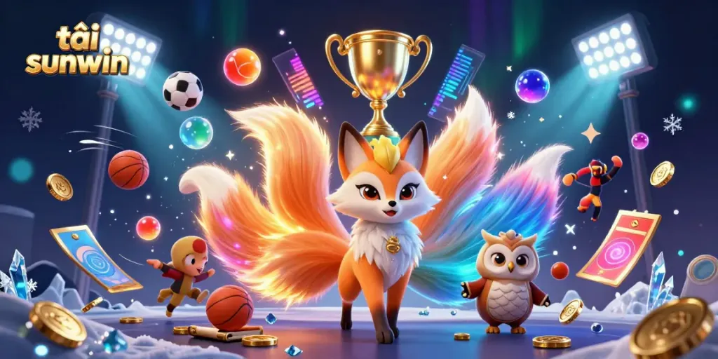 Experience thrilling gaming action with tải sunwin, featuring vibrant characters and sports elements in a dynamic 3D scene.