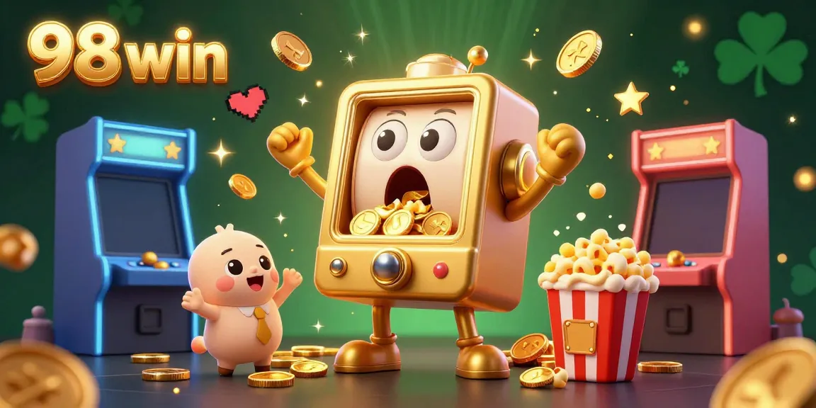 Experience the excitement of winning at 98 win with stunning visuals of a jackpot-winning slot machine.