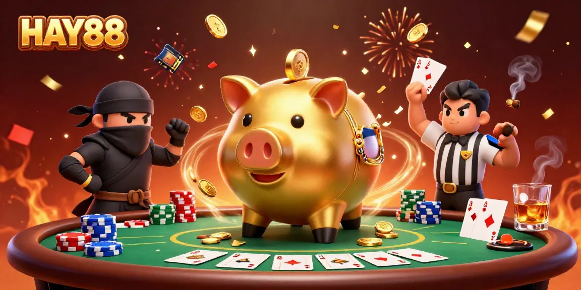 Experience intense gaming action at HAY88 with vibrant casino characters and elements