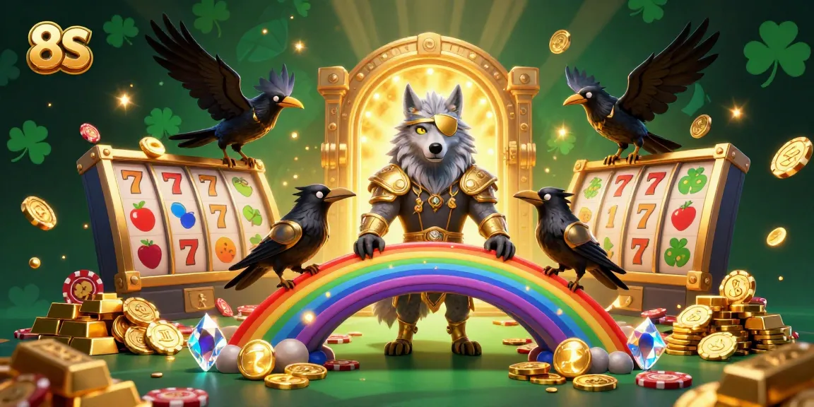 Win big with 8S at the vibrant Norse-themed casino filled with gold and lucky symbols.