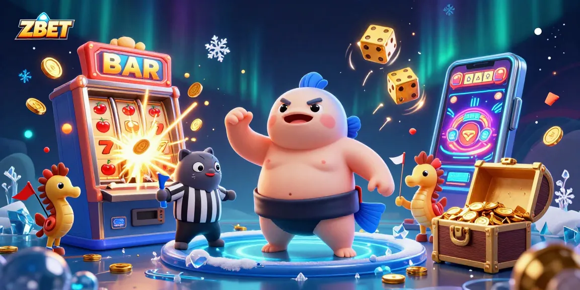 ZBET offers interactive online gambling action, showcasing vibrant 3D characters in an exciting casino scene.