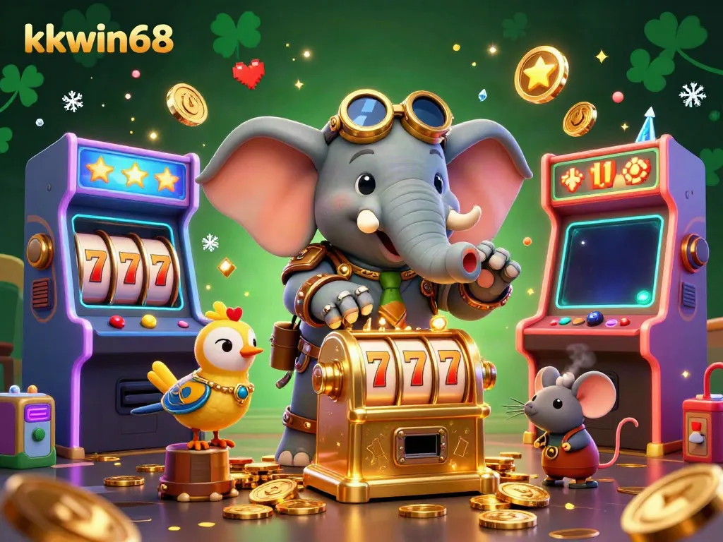 Experience the thrill of gaming with kkwin68's steampunk elephant operating a vibrant slot machine!