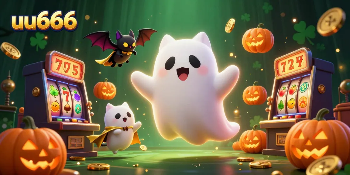 Experience thrills with uu666's ghost cat and bat in a vibrant haunted casino.