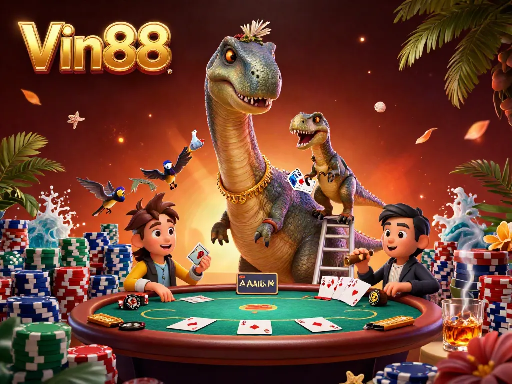 Engage in Vincent88's exciting poker scene with vibrant characters and dynamic casino elements.