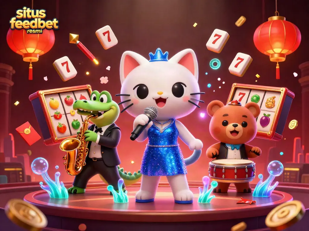 Experience gaming at situs feedbet resmi with vibrant slots, characters, and rich casino elements.