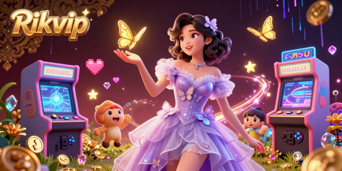Join the exciting world of Rikvip, where colorful gaming machines and enchanting characters collide in a vibrant casino setting.
