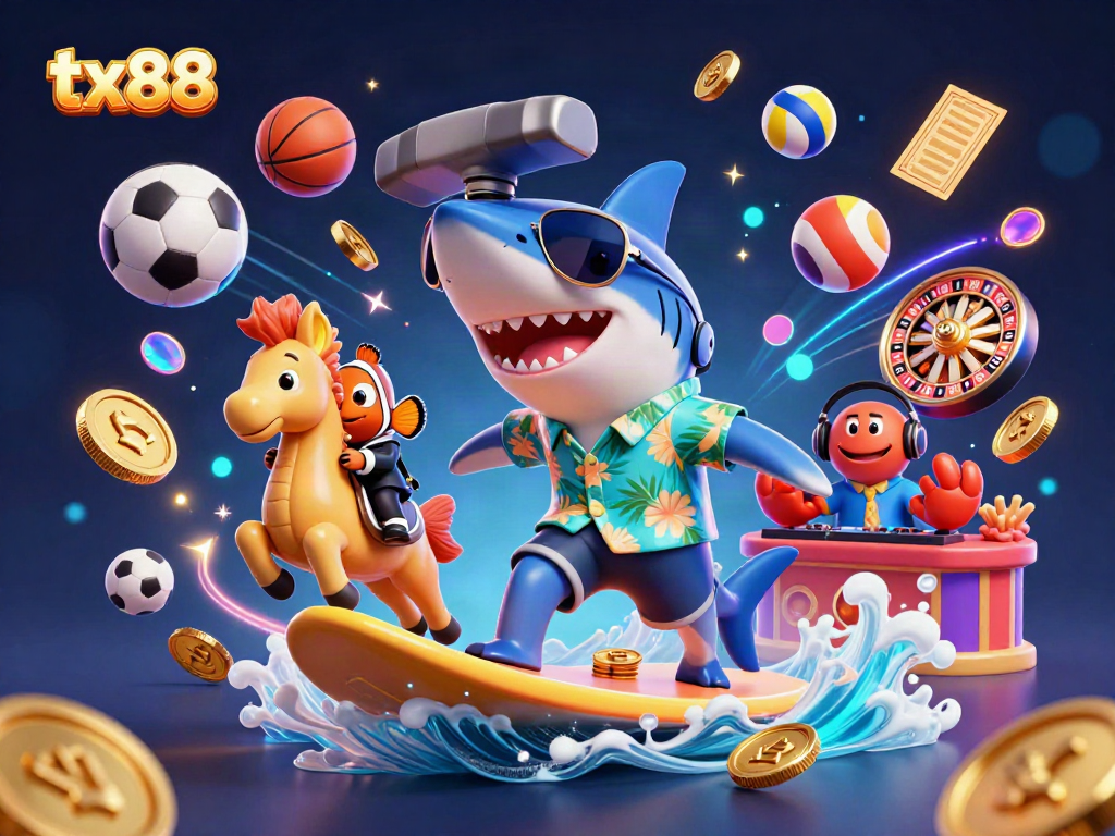 Bet on winning strategies with tx88's vibrant casino scene featuring animated gaming characters.