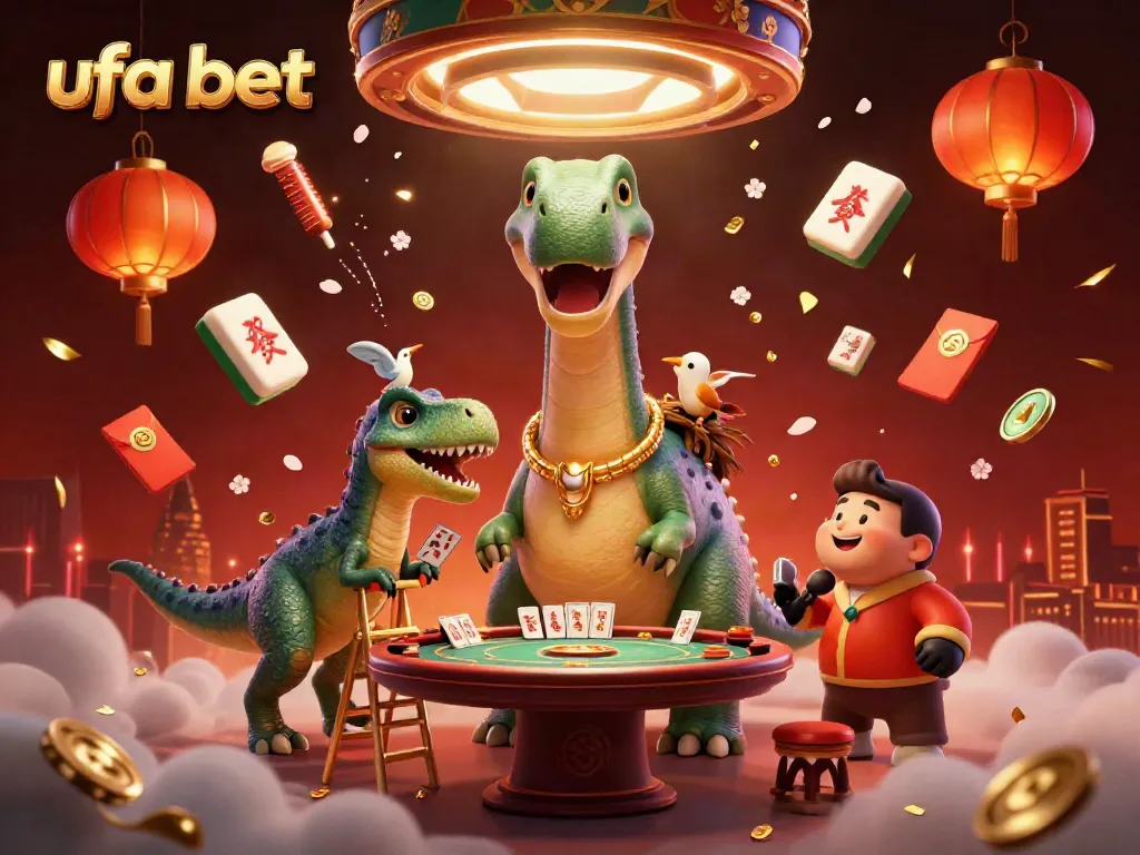 Engage with the unique ufabet gaming experience in a vibrant illustrated casino scene filled with excitement.