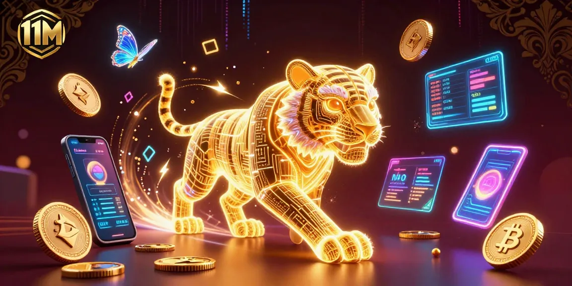 Experience high-stakes action with 11M in a vibrant digital casino with neon gold elements.