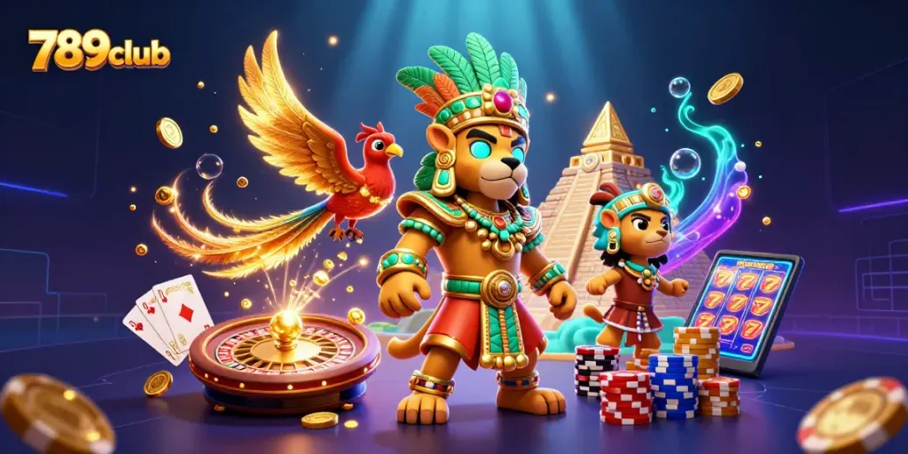 Experience dynamic gaming action with 789club, featuring vibrant characters and rich casino elements.
